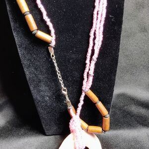 Elegant Pink and Brown Beaded Necklace
